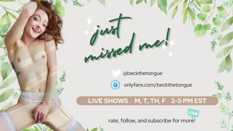 Snapshot of beckthetongue chatting on 01/23/25, 03:05 Beck the tongue online show from 01/23/25, 03:05