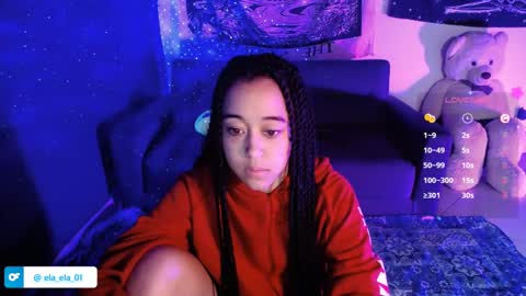 Snapshot of ela_0 chatting on 01/13/25, 01:45 Ela  Help me reach 100 thumbs up online show from 01/13/25, 01:45