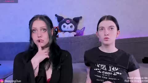 Snapshot of sleepingduo chatting on 07/14/26, 12:33 Hi We are Iva and Angela Nice to meet u 3 online show from 07/14/26, 12:33